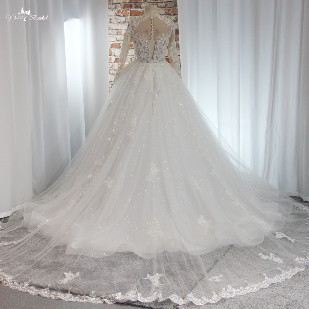 Custom Made Wedding Dresses RSW1902 Long Sleeves Ball Gown Wedding Dress 10