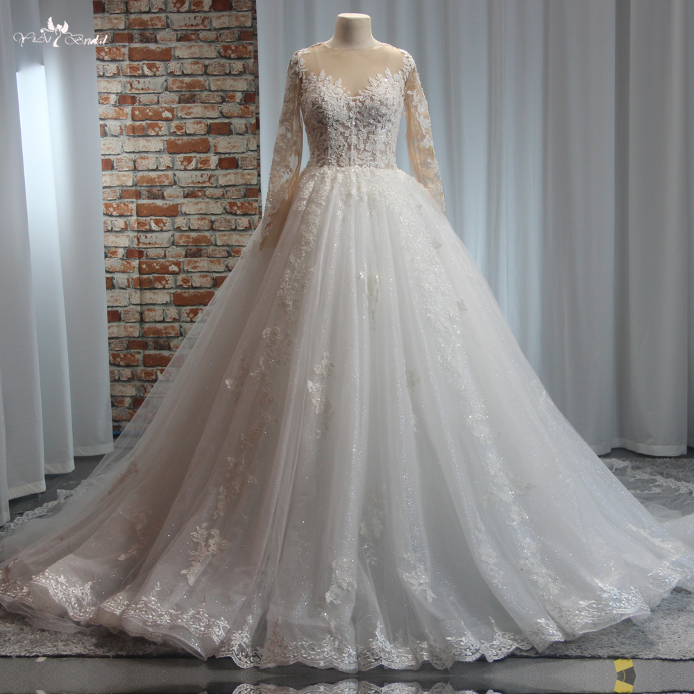 Custom Made Wedding Dresses RSW1902 Long Sleeves Ball Gown Wedding Dress 8