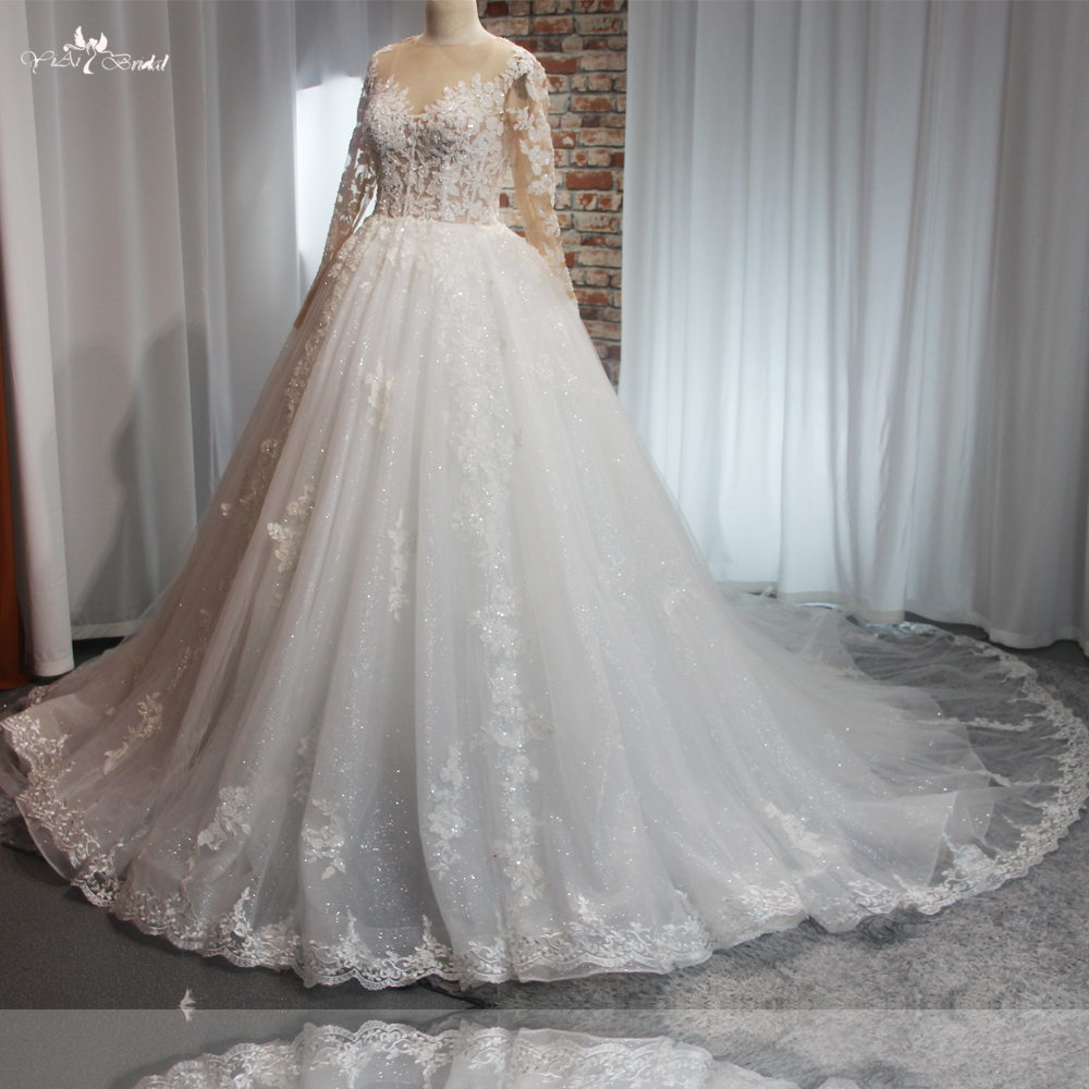 Custom Made Wedding Dresses RSW1902 Long Sleeves Ball Gown Wedding Dress 9