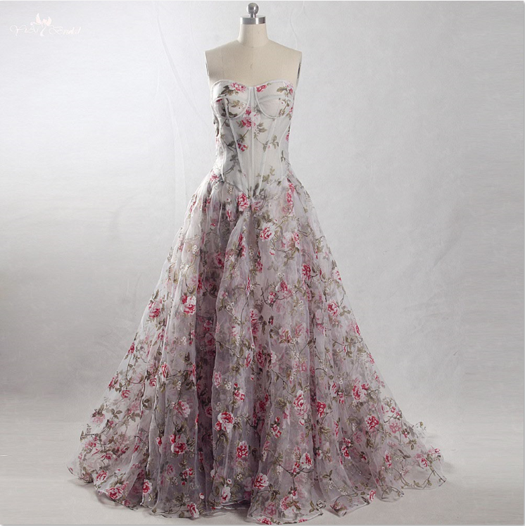 Kadın Kıyafeti Uzun Balo Elbisesi RSE865 Balenli Üst Çiçek Desenli Sonbahar İlkbahar Parti Elbisesi Balo Elbisesi 5