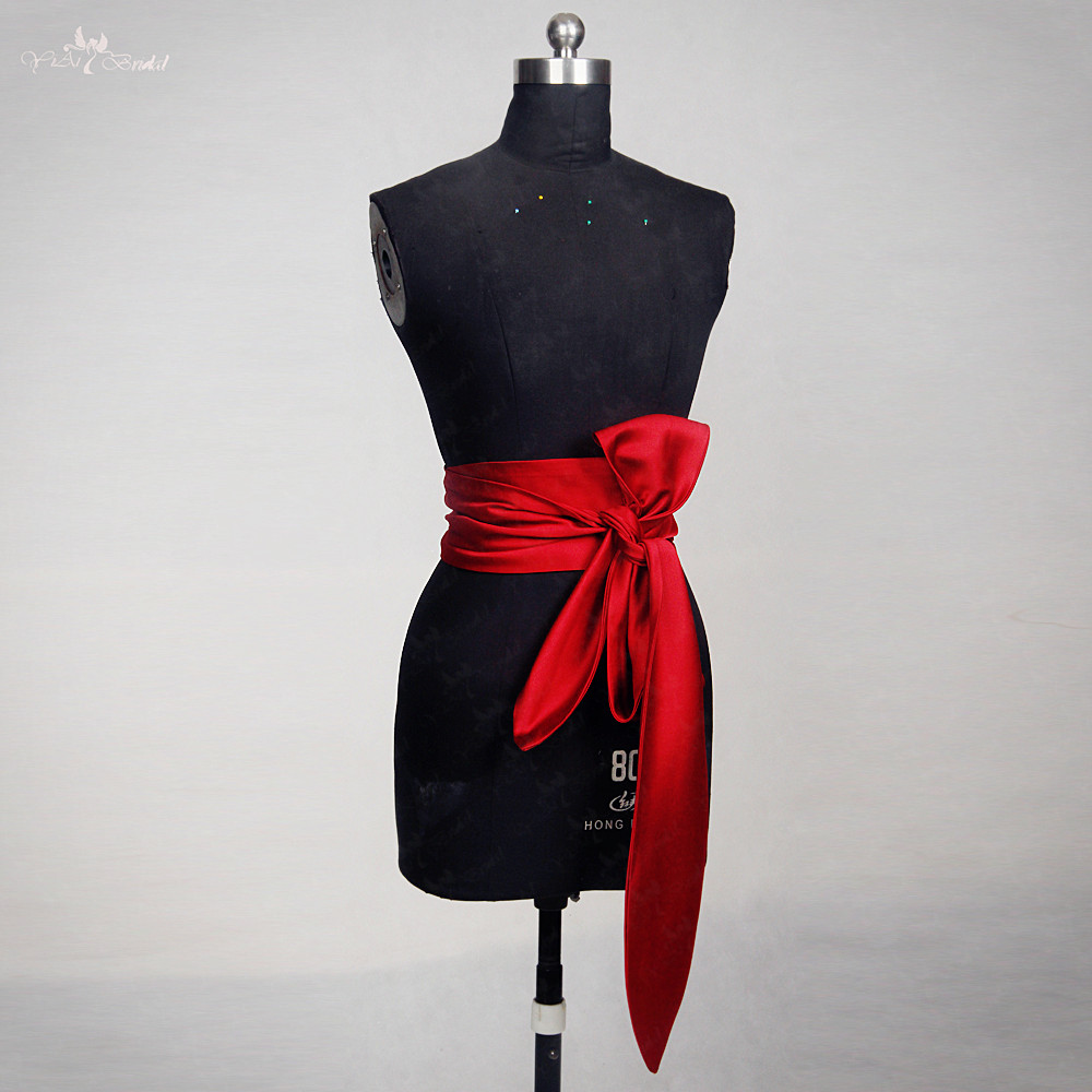 Fabricantes de cintos de noiva de cetim vermelho RSS12 personalizados da China | Yiaibridal 4