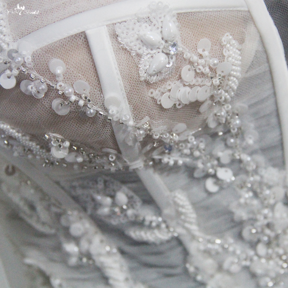 Customized Champagne Lace Mermaid Wedding Gown With Detachable Sleeves RSW1829 manufacturers From China | Yiaibridal 9