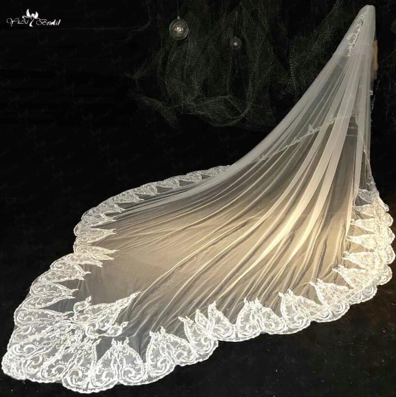 Yiaibridal 5 Meter Lace Two-Layer Cathedral Bridal Veil 1