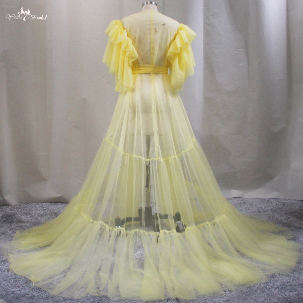 Customized Yellow Tulle Robes Maternity Wedding Dress Bride RSE931 Manufacturers From China | Yiaibridal 7