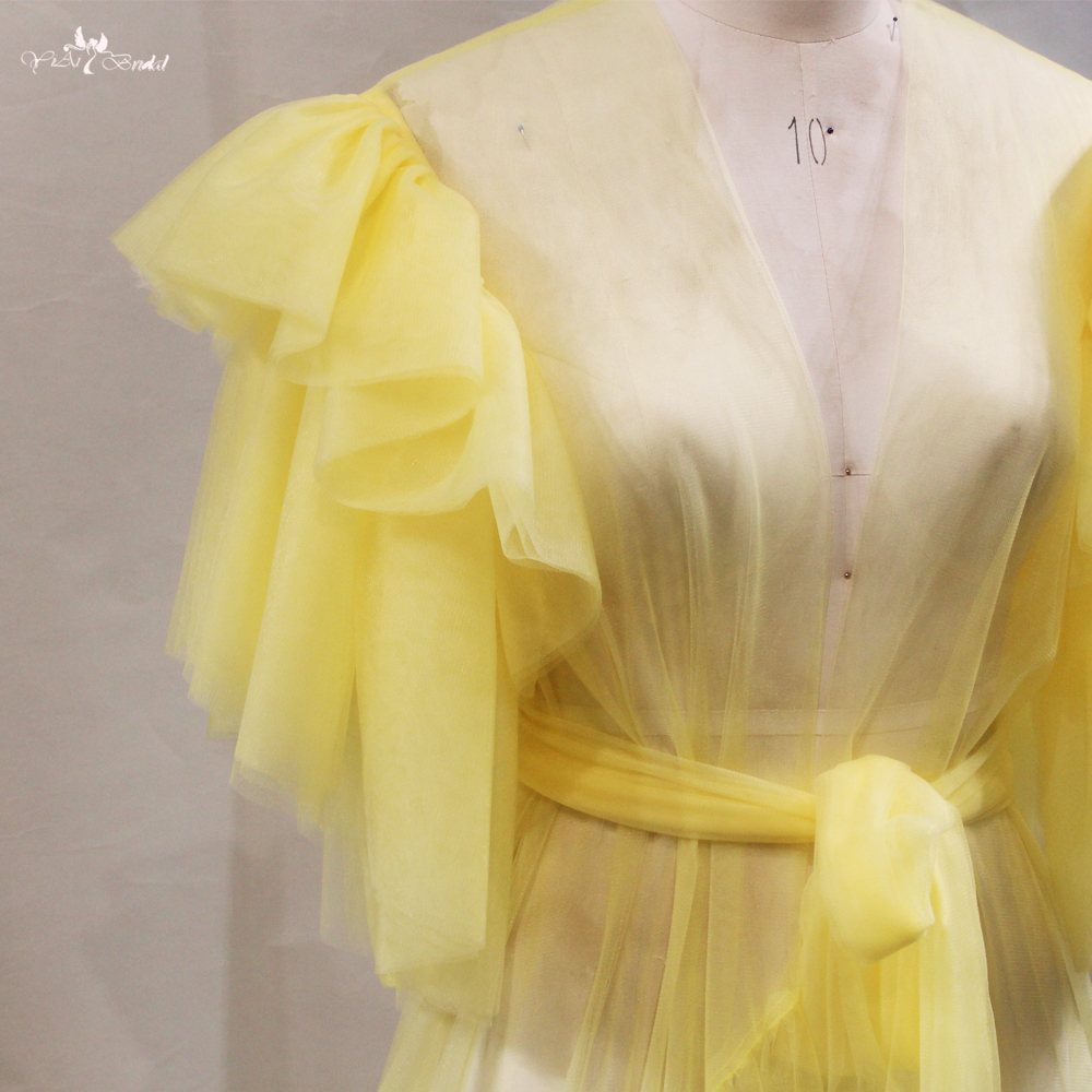 Customized Yellow Tulle Robes Maternity Wedding Dress Bride RSE931 Manufacturers From China | Yiaibridal 6