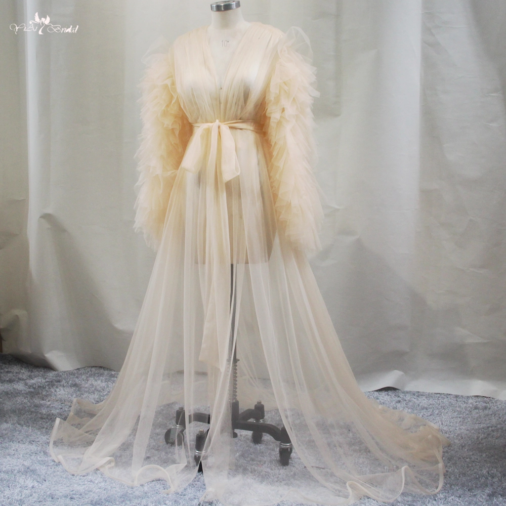 Customized Orange Tulle Robes Pregnant Lady Dress For Wedding Shooting RSE930 manufacturers From China | Yiaibridal 1