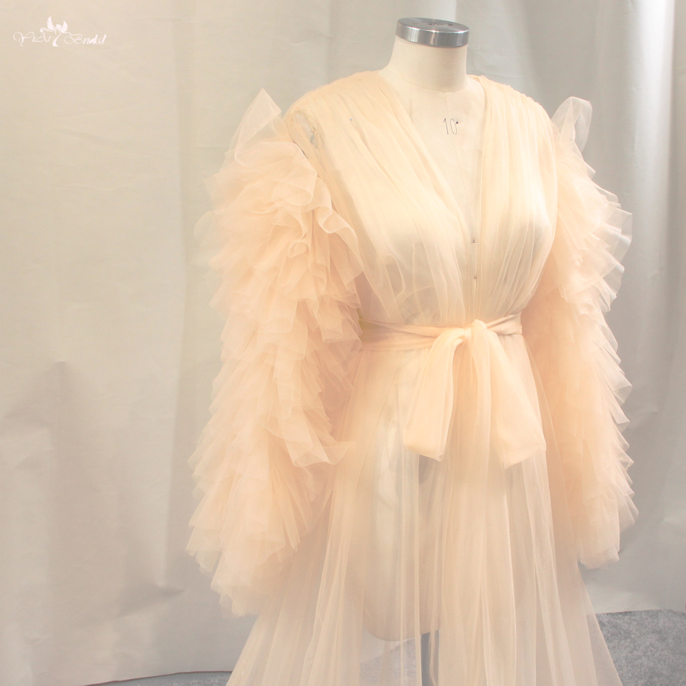 Customized Orange Tulle Robes Pregnant Lady Dress For Wedding Shooting RSE930 manufacturers From China | Yiaibridal 5