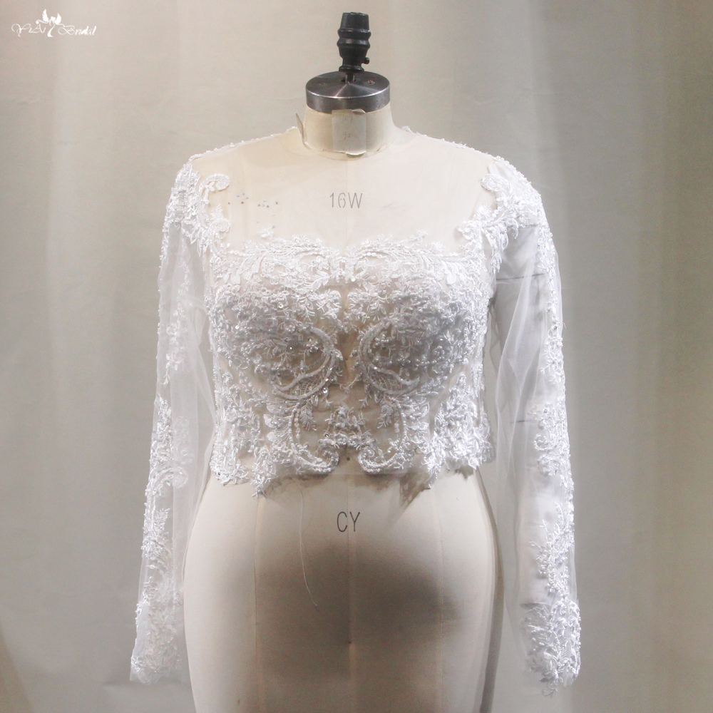 Quality Bridal Lace Overlay Top Bolero Jacket Wedding Long Sleeves RSJ157 Manufacturer | Yiaibridal 4