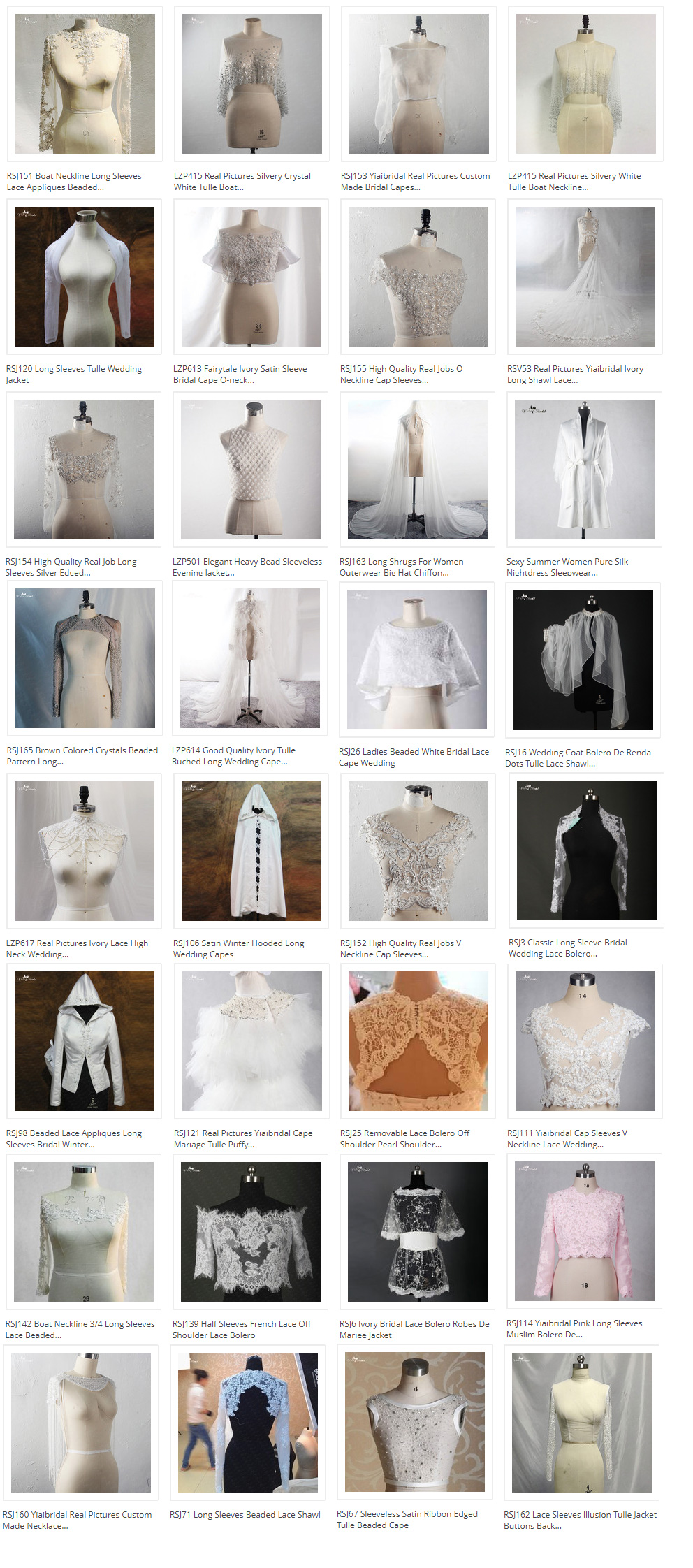 Quality Bridal Lace Overlay Top Bolero Jacket Wedding Long Sleeves RSJ157 Manufacturer | Yiaibridal 7