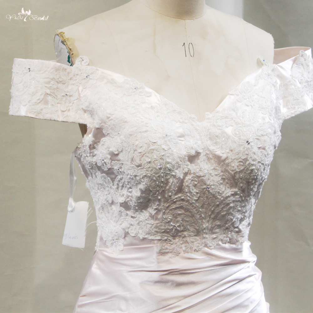 Quality Off The Shoulder Bridesmaid Dress Pink Dress With Slit RSE934 Manufacturer | Yiaibridal 7