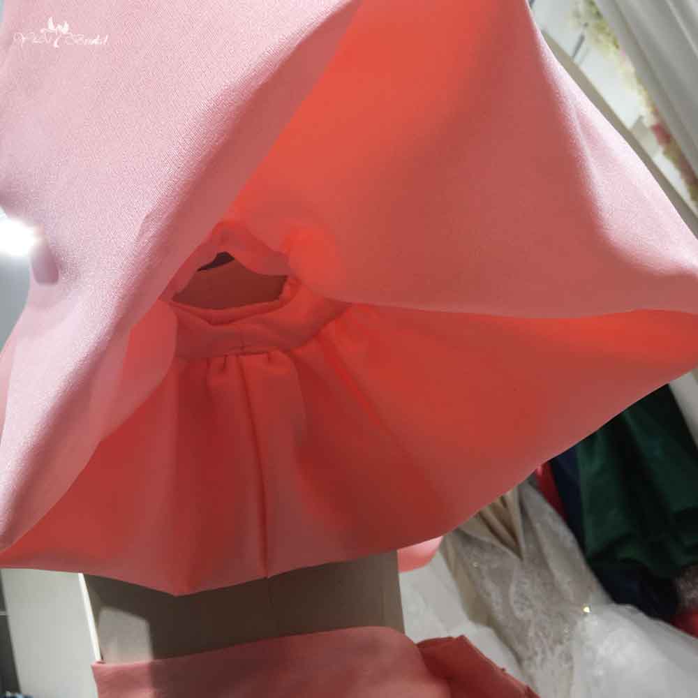 Kabarık Kollu Midi Balo Elbisesi RSE938 Mercan Rengi 2 Parça Üst Ve Kabarık Etek Kokteyl Parti Elbisesi Yırtmaçlı 10