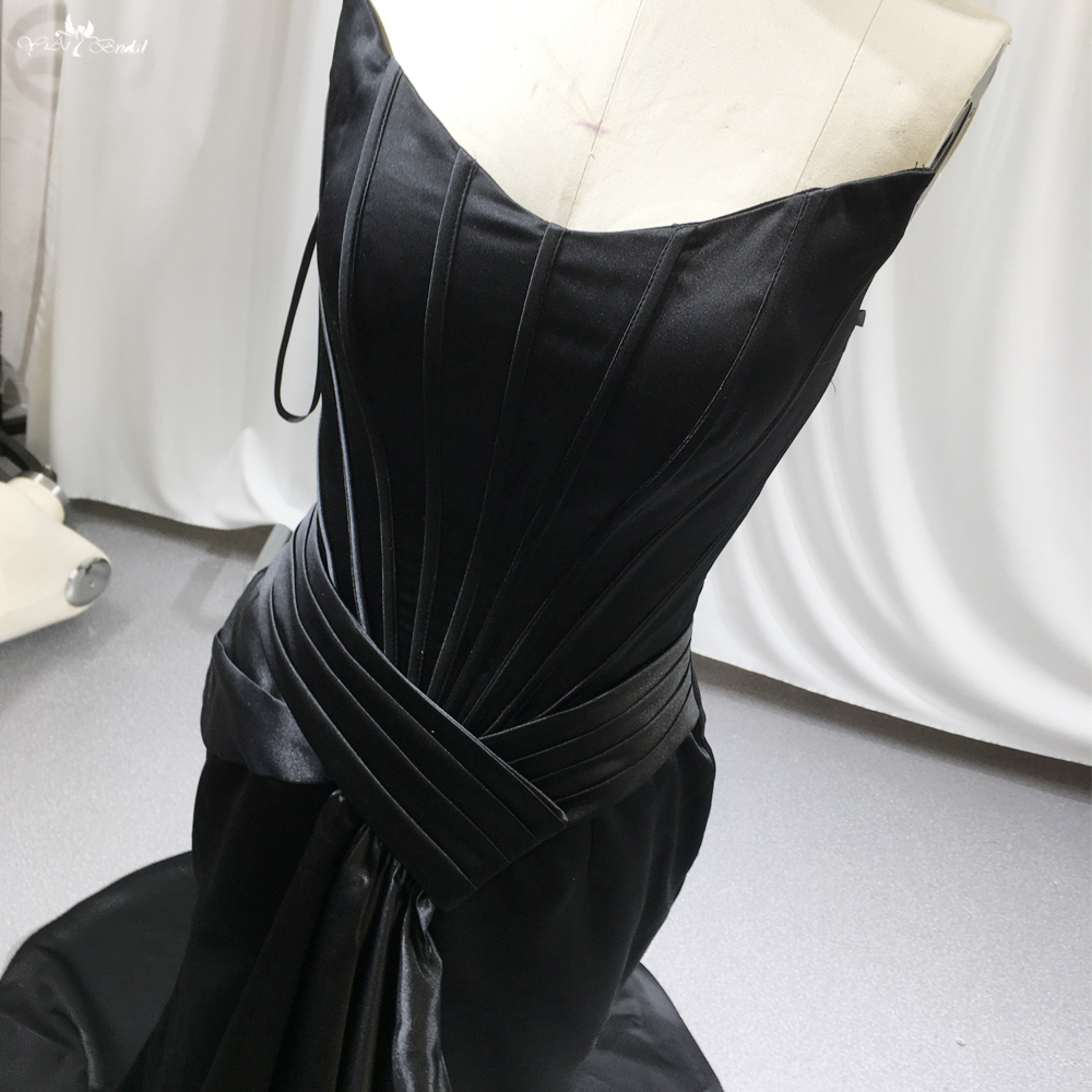 New Style Satin Sexy Deep V-neck Black Prom Dresses RSE945 Woman Formal Evening Party Gowns 8