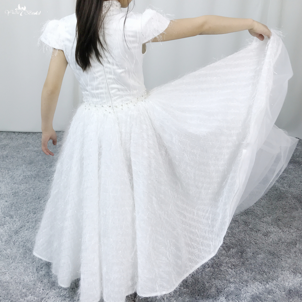Customized White Flower Girl Dresses Cap Sleeves Floor Length FG93 manufacturers From China | Yiaibridal 7