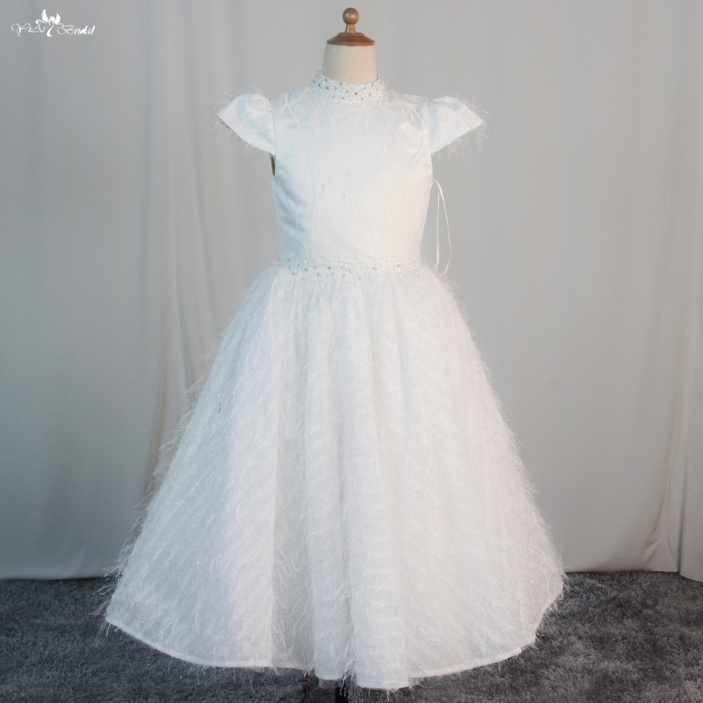Customized White Flower Girl Dresses Cap Sleeves Floor Length FG93 manufacturers From China | Yiaibridal 6