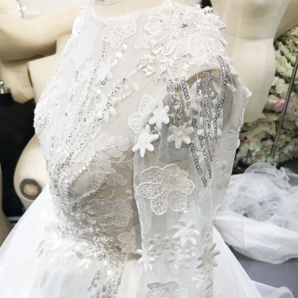 Quality First Communion Little Girls Lace Wedding Dress Long Sleeves FG104 1