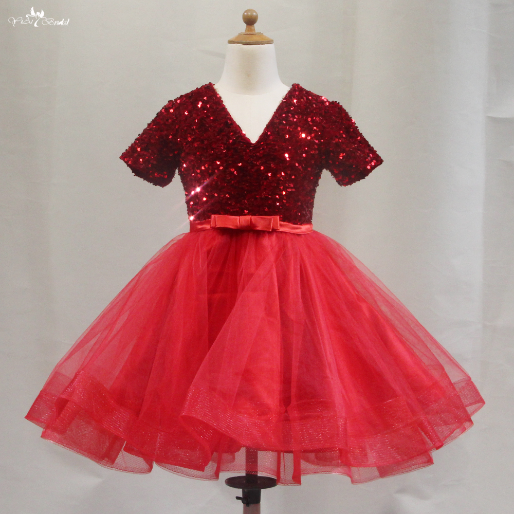 Quality Short Sleeves Red Sequin Tutu Girls Dress For Wedding FG99 Manufacturer | Yiaibridal 4