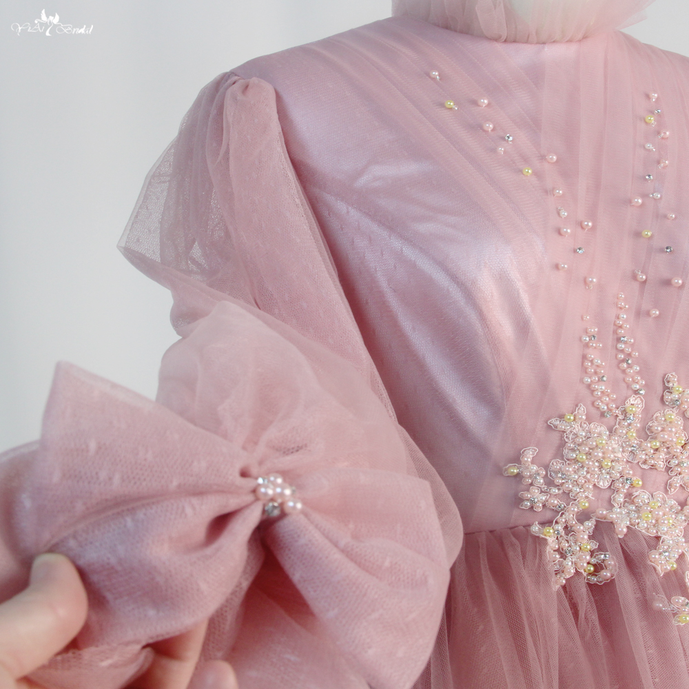 Customized Pink Tulle Long Sleeve Flower Girl Dresses FG98 manufacturers From China | Yiaibridal 6
