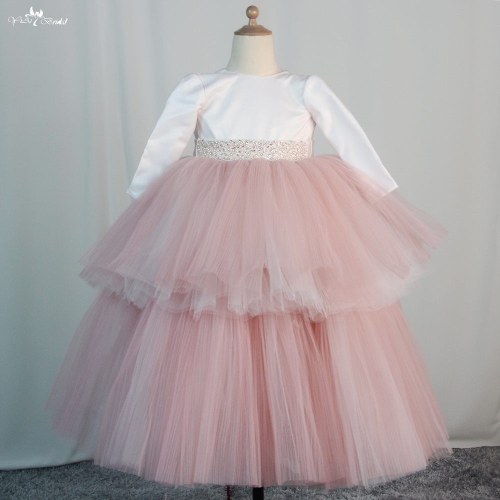 Customized Long Sleeves Fluffy Tutu Skirt Little Girl Bridesmaid Dresses FG96 manufacturers From China | Yiaibridal 4