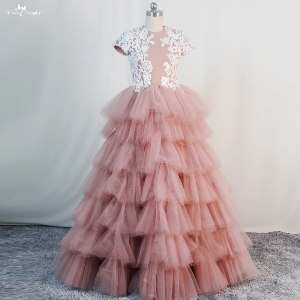 Best Little Girl Wedding Dresses Pink Flowers Girls Dress Cap Sleeves FG95 Company - Yiaibridal 1