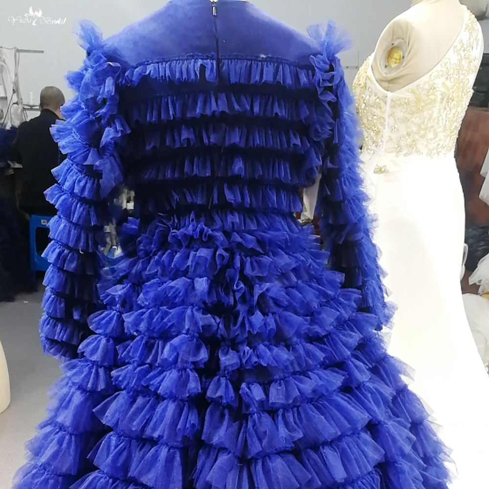 Royal Blue Ruffles Tulle Tiered Skirt Fall Flower Girl Dress FG107 4