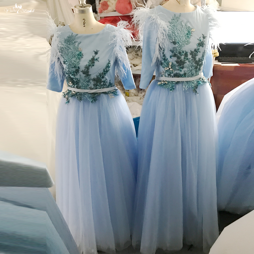 Pastel Blue Flower Girl Bridesmaids Dress From Monsoon FG106 4