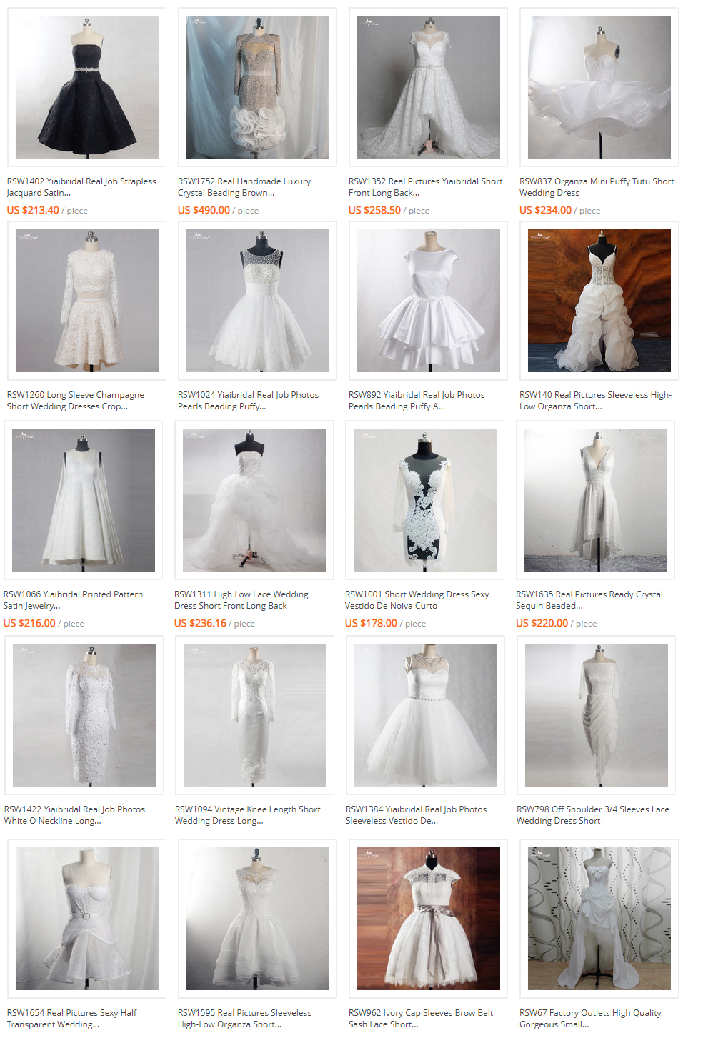 Plus Size Crystal Beaded Appliques White Civil Bridal Dress Knee-Length RSW1777 Customized Manufacturers From China 10