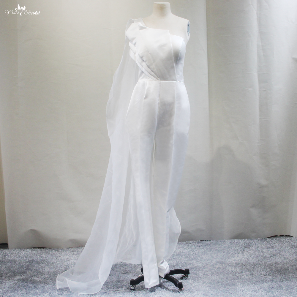 Customized Satin Wedding Dress Bridal Jumpsuit With Cape RSW1793 manufacturers From China | Yiaibridal 5