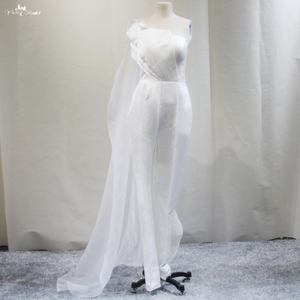 Customized Satin Wedding Dress Bridal Jumpsuit With Cape RSW1793 manufacturers From China | Yiaibridal 1