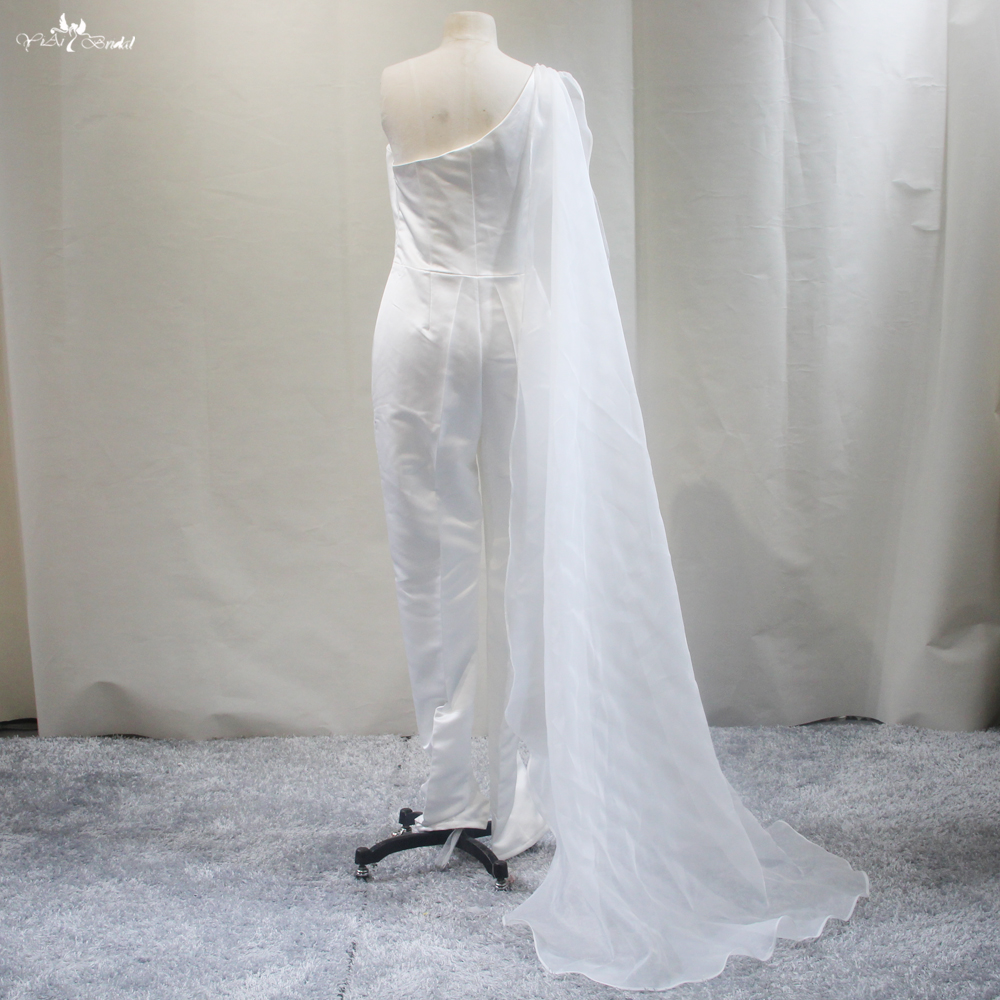 Customized Satin Wedding Dress Bridal Jumpsuit With Cape RSW1793 manufacturers From China | Yiaibridal 8