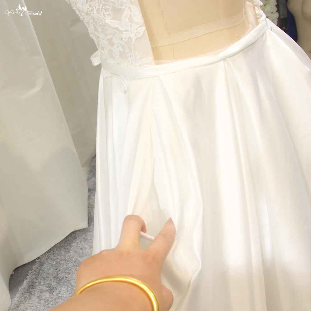 שמלת כלה פשוטה סאטן RSW1808 שמלת כלה כתף אחת קו 14