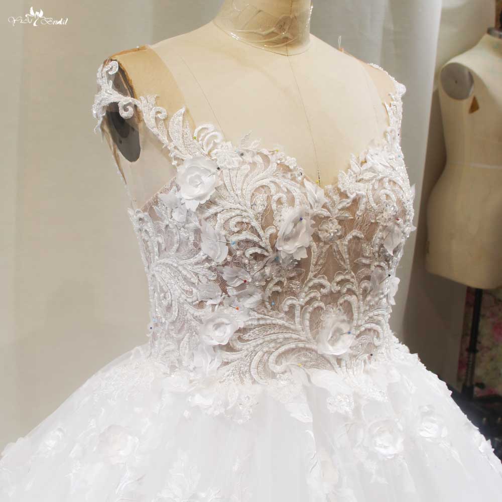Best Customized Ball Gown Wedding Dress With 3D Flowers Manufacturers From China | Yiaibridal RSW1795 7