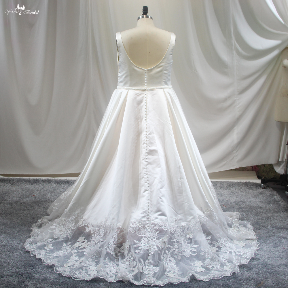 Customized V Neckline Plus Size Wedding Dress Satin Dress For Big Women RSW1799 manufacturers From China | Yiaibridal 6