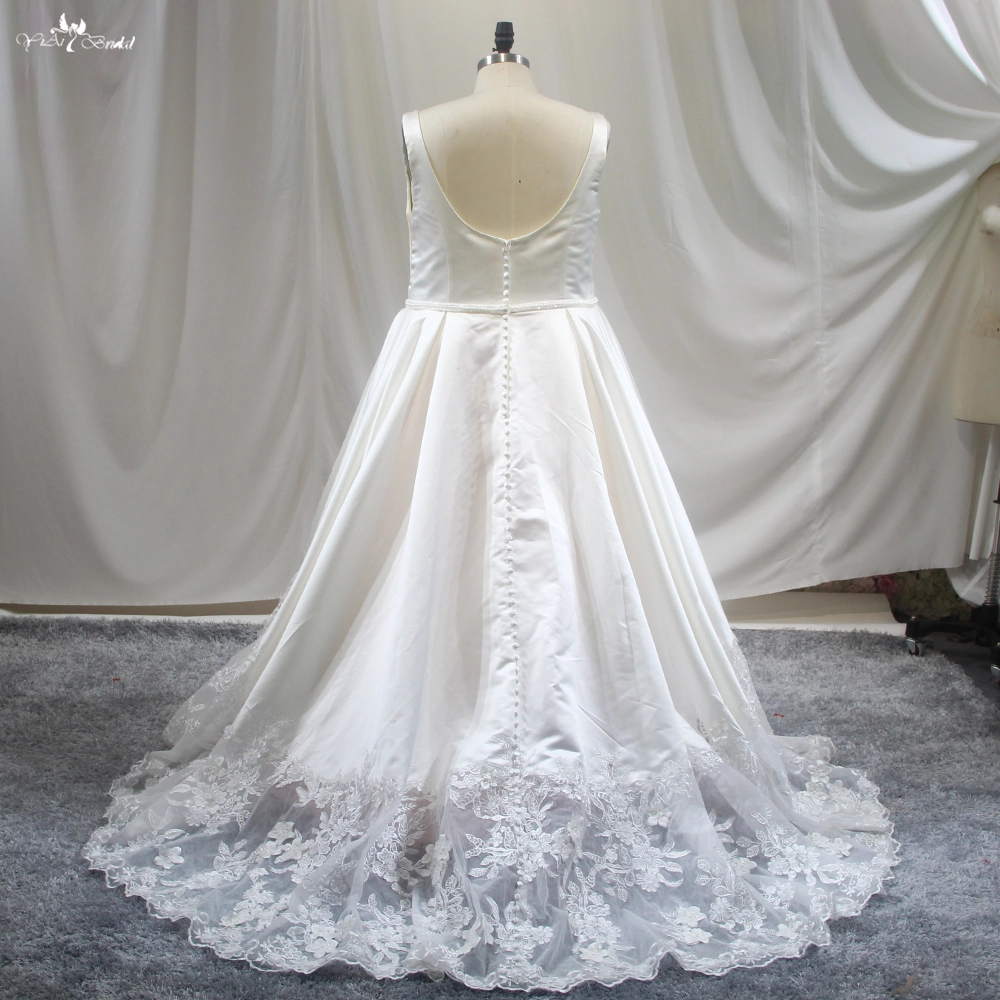 Customized V Neckline Plus Size Wedding Dress Satin Dress For Big Women RSW1799 manufacturers From China | Yiaibridal 1