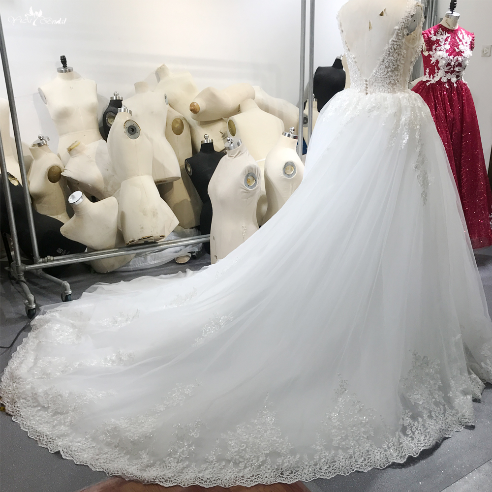 Princess Ball Gown Wedding Dress V Neckline Sleeveless RSW1811 8