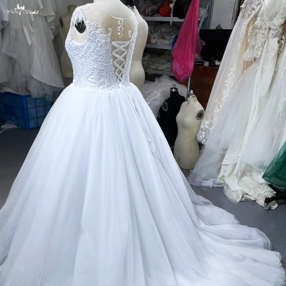 Cap Sleeves Plus Size Wedding Dress RSW1789 5