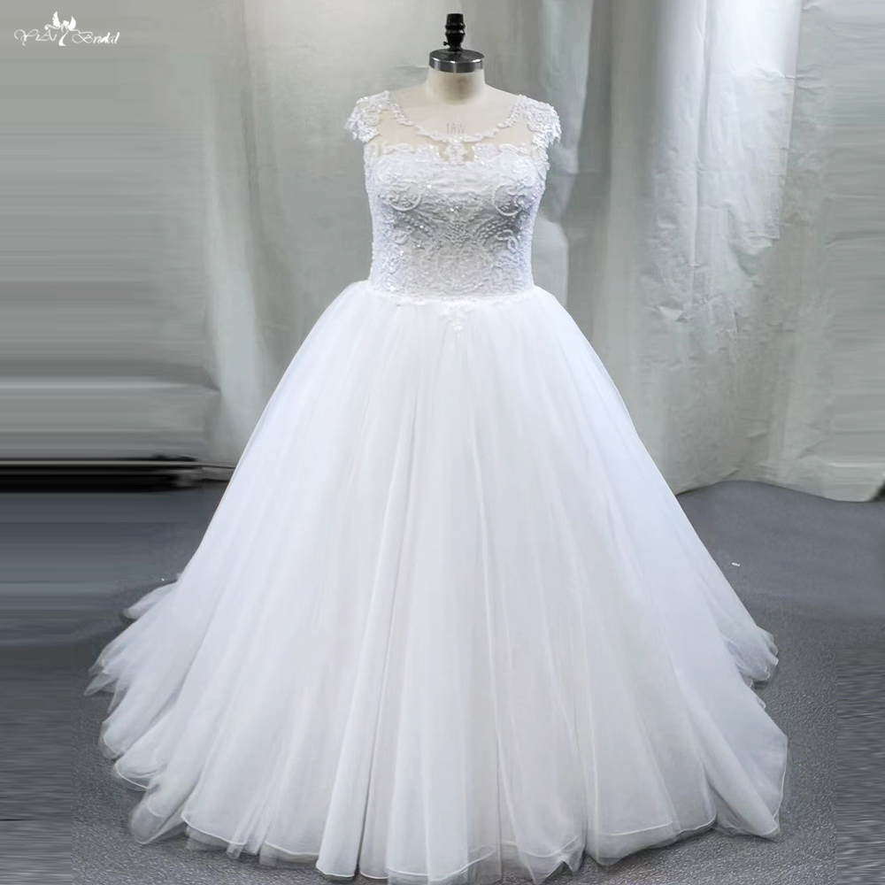 Cap Sleeves Plus Size Wedding Dress RSW1789 3