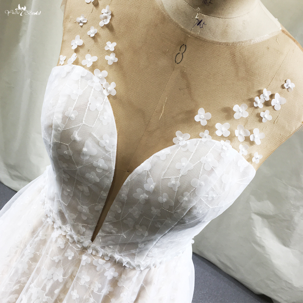 Quality A Line Lace Wedding Dress 3D Flowers RSW1814 Manufacturer | Yiaibridal 6