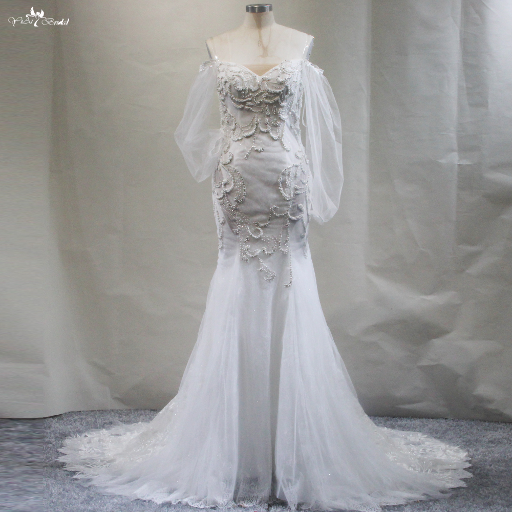 Mermaid Lace Wedding Dress customization With Detachable Long Sleeves RSW1778 Supplier From China | Yiaibridal 10