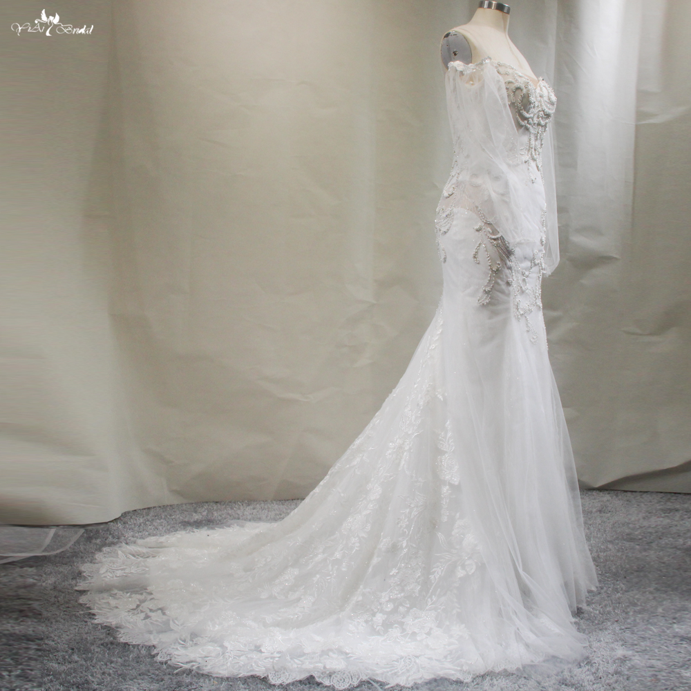 Mermaid Lace Wedding Dress customization With Detachable Long Sleeves RSW1778 Supplier From China | Yiaibridal 13