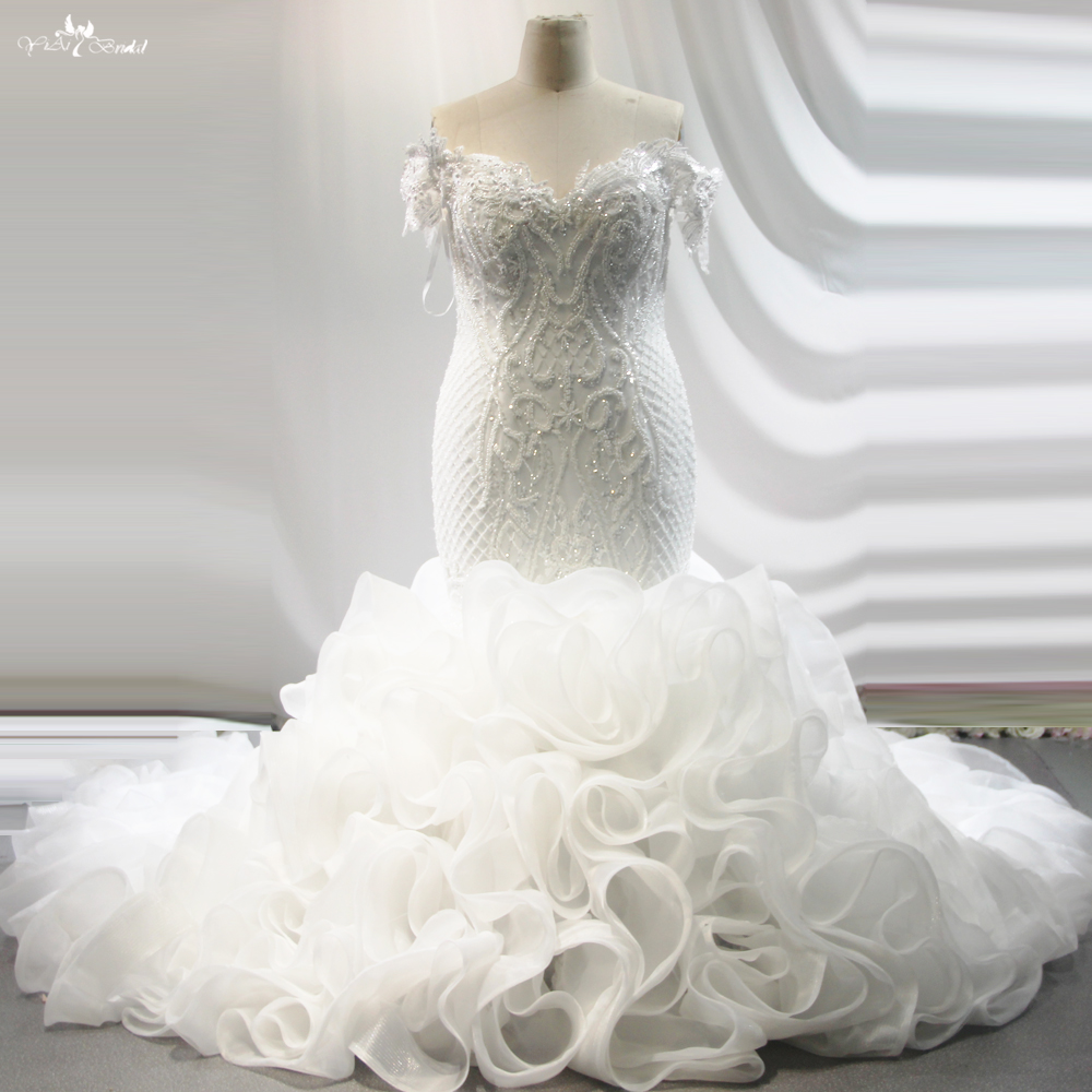 RSW1832 Возлюбленная с плеча Организационная оболочка плюс русалка свадебное платье русалки для больших женщин 8