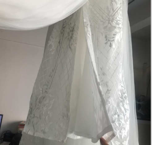 V Neckline Sheath Wedding Dresses With Horshair Edged Detachable Train 3D Flowers High Slit Back 11