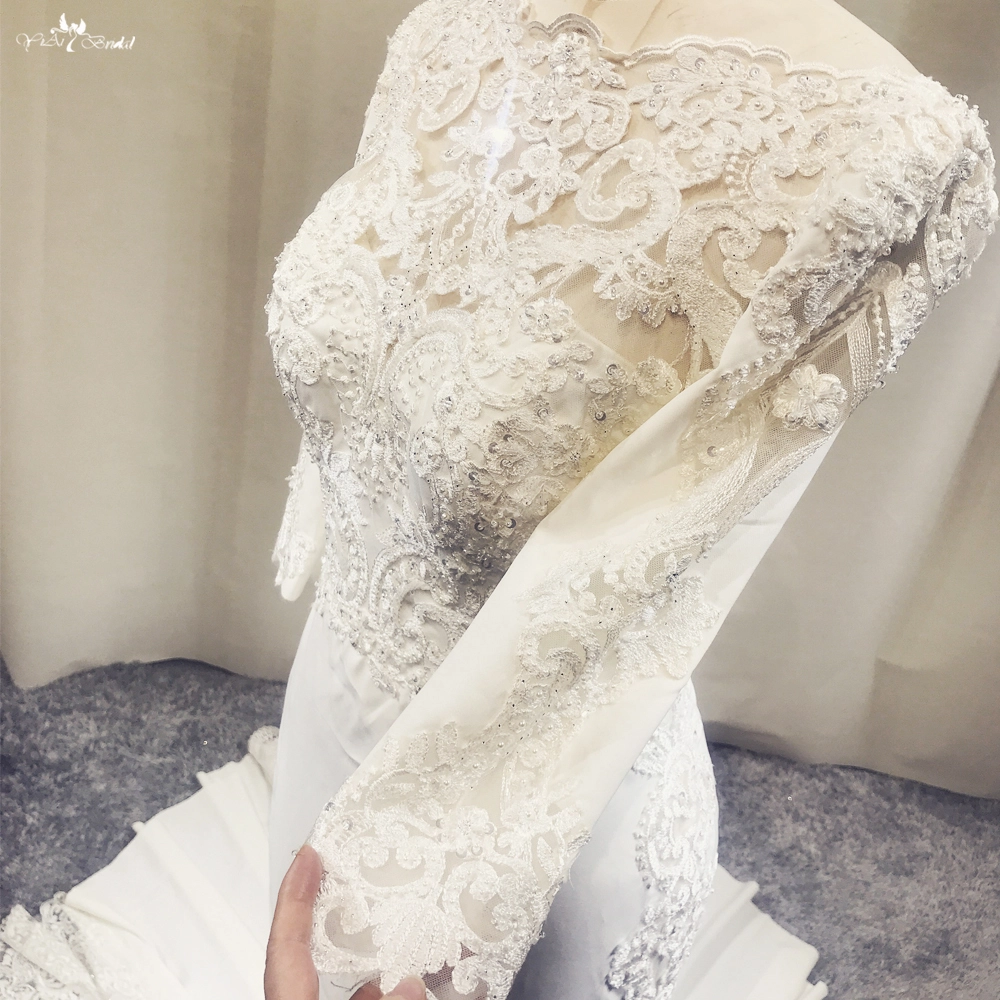 Cut-Out Train Mermaid Bridal Dress Sleeves 1