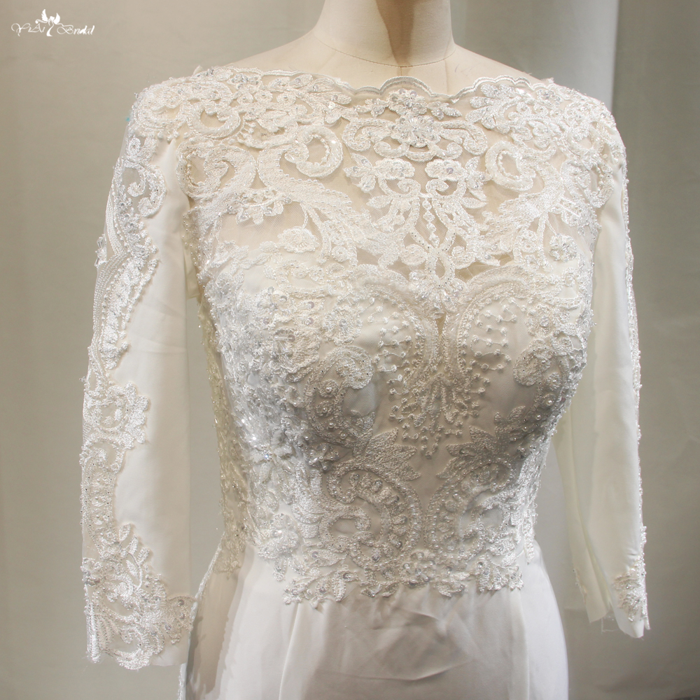 Cut-Out Train Mermaid Bridal Dress Sleeves 7