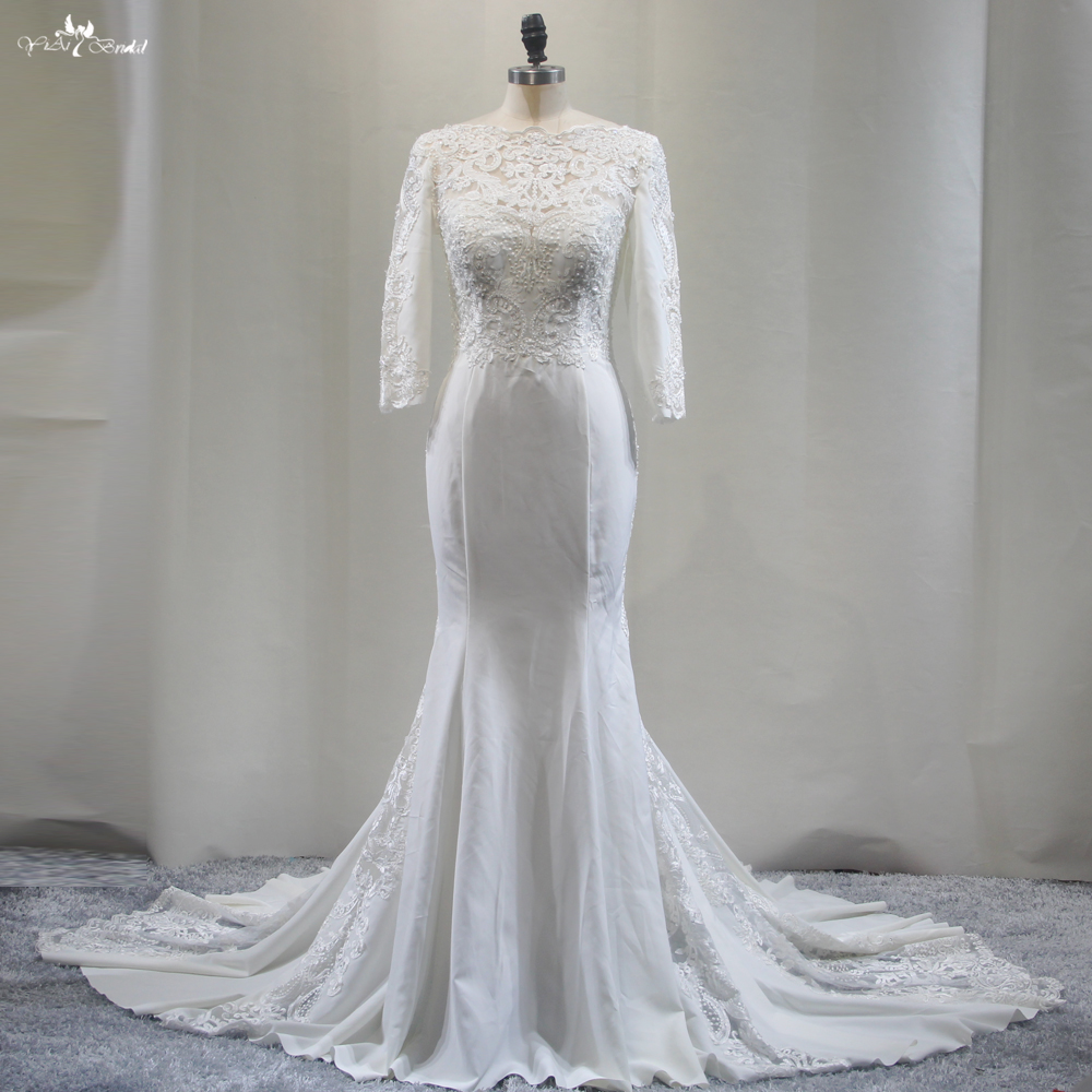 Cut-Out Train Mermaid Bridal Dress Sleeves 6