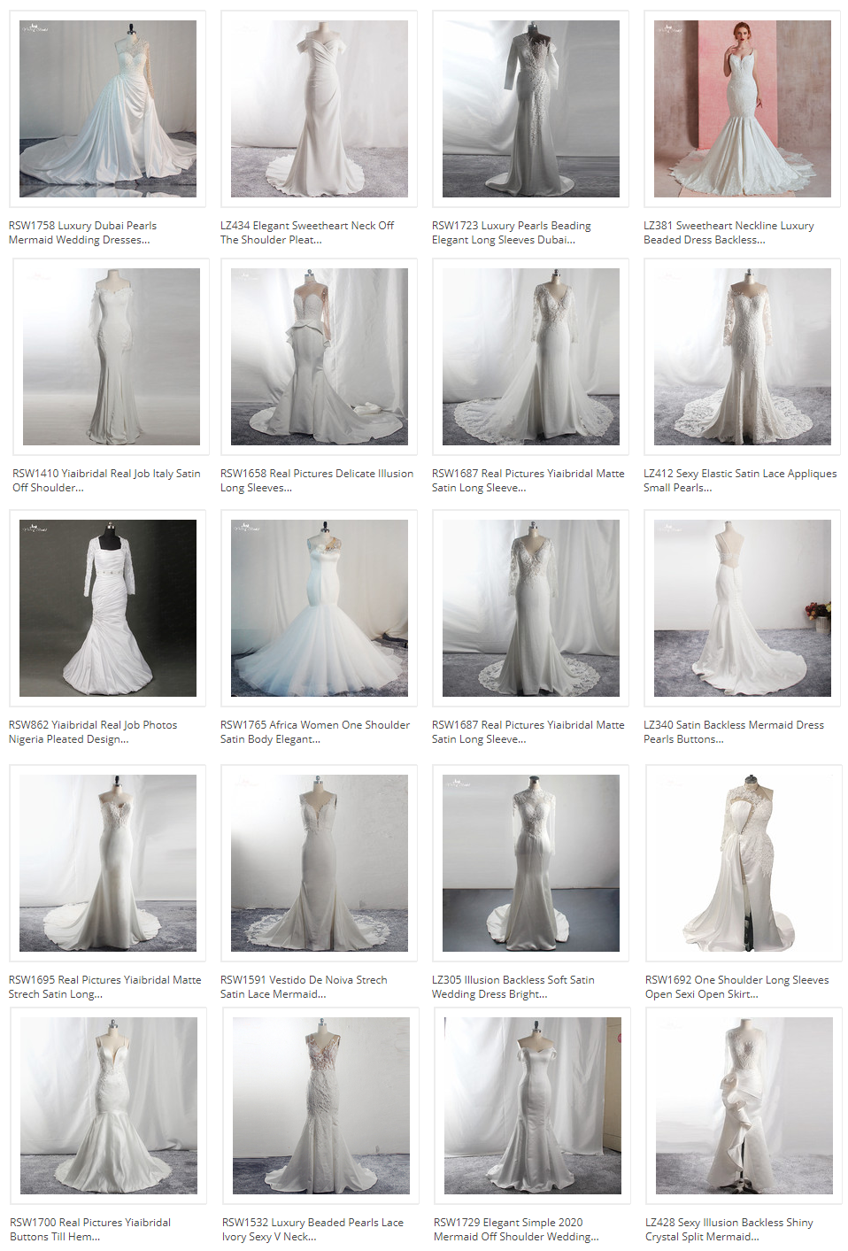 Sheer Long Sleeves Satin Mermaid Wedding Dresses 8