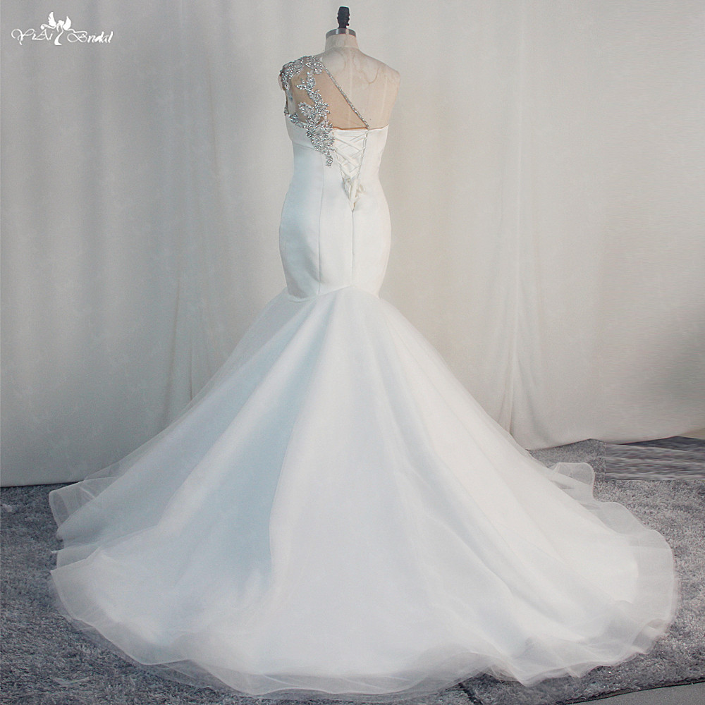 Africa Women One Shoulder Satin Body Elegant Vestido De Noiva Sereia 10