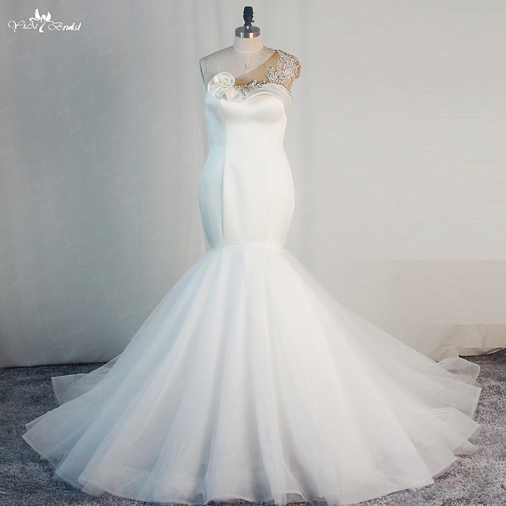 Africa Women One Shoulder Satin Body Elegant Vestido De Noiva Sereia 7