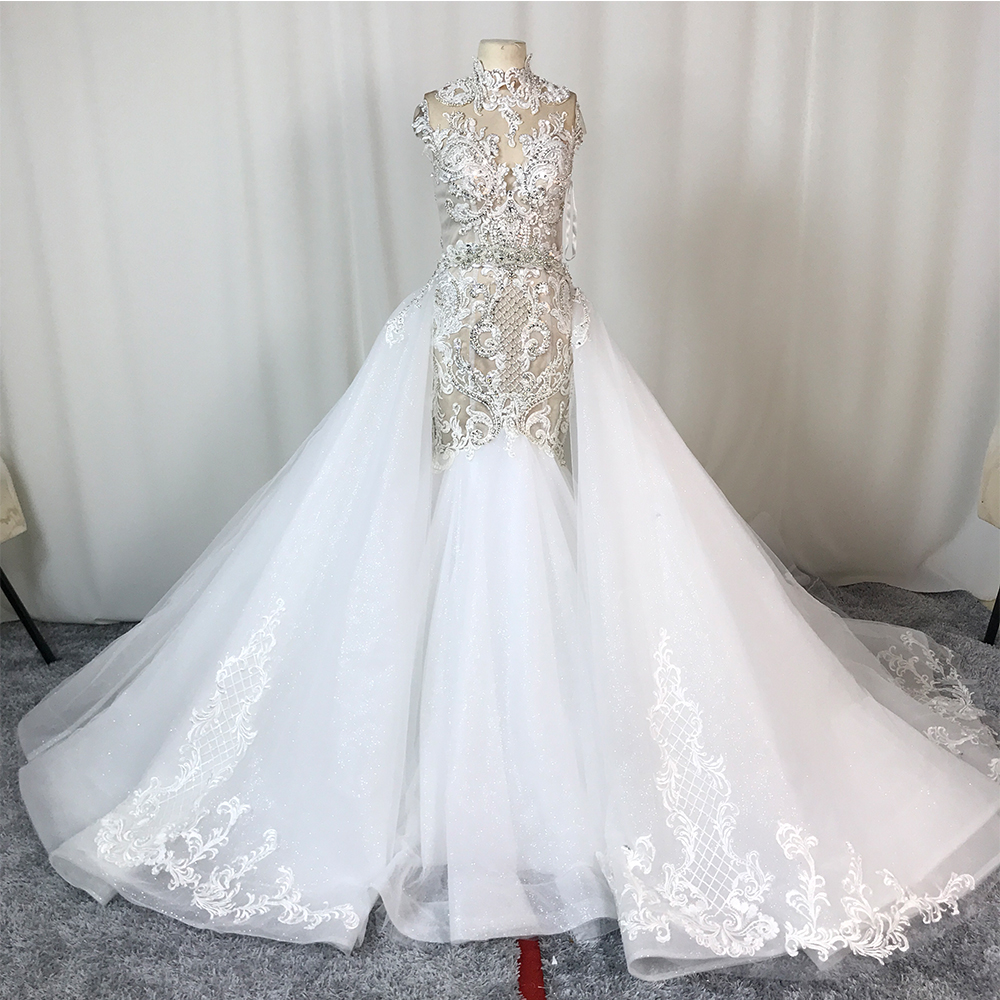 Personalizado Luxo Beading Renda Apliques Robe De Mariee Vestido Novia Com Cauda Destacável Fabricantes Da China 7