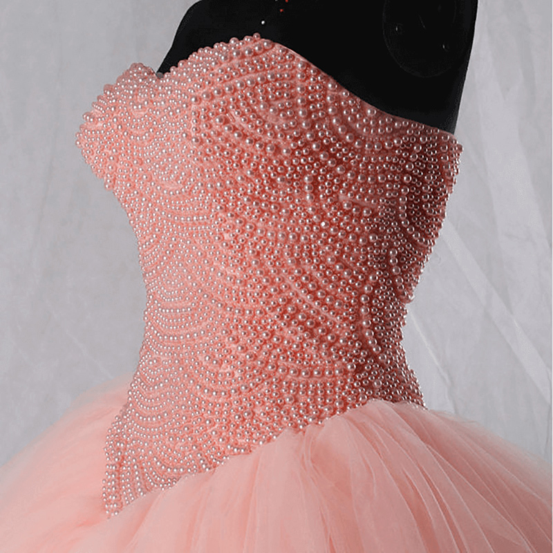 Princess Coral Pink Ball Gown Prom Dress Quinceanera Dresses 9