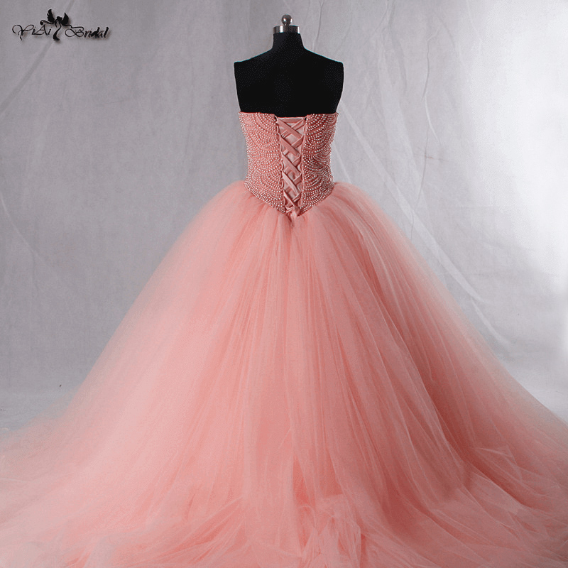 Princess Coral Pink Ball Gown Prom Dress Quinceanera Dresses 10